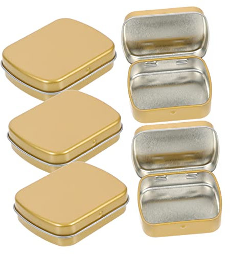 SHINEOFI 5stücke Teiliges Kleine Rechteckige Metalldosen Aus Eisen Mit Klappdeckel Robuste Aufbewahrungsbox Für Süßigkeiten Schmuck Kräuter Pillen Kompakt Und Langlebig Als Organizer