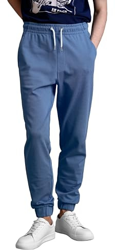 Enorsia Mens Slim Fit Tech Fleece Joggers -with Soft Cotton-Blend Fleece, Lightweight Warmth Waistband Mens Joggers for Modern Athletic Casual Wear (L, Blue)