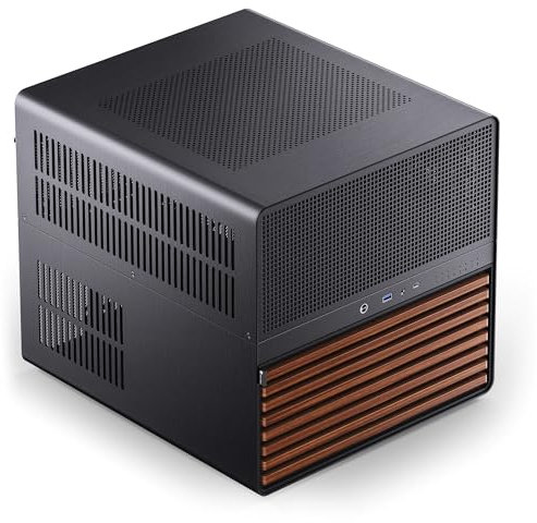Jonsbo N5 NAS - Custodia cubo E-ATX cubo con spazio per 16 unità, 8 slot, design a rete, decorazione in legno, USB-C, ideale per NAS e workstation, nero