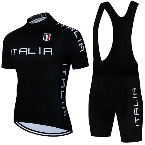 Completo Ciclismo Uomo Estivo Abbigliamento Mountain Bike Tuta mtb Maglia Ciclismo Manica Corta e Pantaloncini Bici Imbottiti Salopette Gel