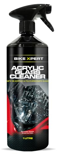 Bike Xpert Acrylic Glass Cleaner, Safe on Polycarbonate Glass, Non-Smear Formula, Streak-Free Finish, Ideal for Motorcycles Visors and Windshields, Water Repelling Protection, 1 Litre