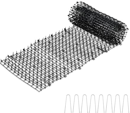 Relaxdays 2 x thorn mats, marten and cat deterrent, W x D: 200 x 30 cm, protects plants, includes 8 anchors, black