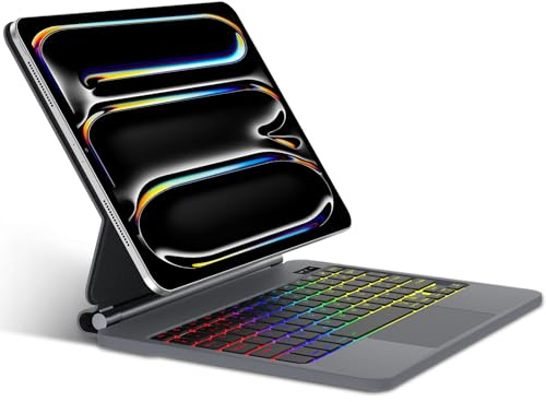 SENGBIRCH Étui avec clavier magique pour iPad Pro 11 M5 2025/M4 2024, design magnétique flottant, clavier Bluetooth rétroéclairé 7 couleurs, pour iPad Pro 11 M5/M4, noir