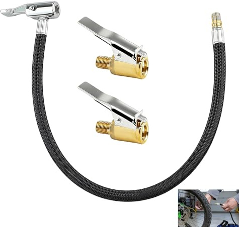 2 Pièces Adaptateur de Valve de Pneu 8mm, 40cm Gonfleur Pneu d'extension, Embout de Gonflage Flexible en Laiton pour Pompe et Compresseur, Rallonge de Valve Étanche pour Voiture Moto Vélo Scooter