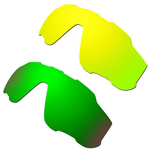 HKUCO Mens Compatible/Replacement Lenses For Oakley Jawbreakers 24K Gold/Emerald Green Sunglasses