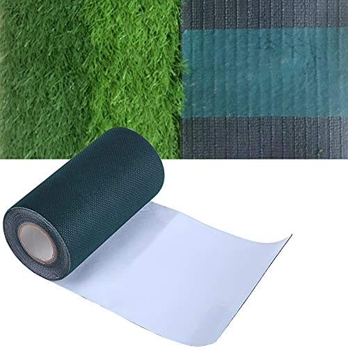 Ymiko Kunstrasen Nahtband Selbstklebend Grün, 5 x 15 cm Selbstklebendes Kunstrasen Teppich, Klebeband für Kunstrasen zur Befestigung von Kunstrasen-Rasenteppich-Nahtmaterial für Gartenrasen im Freien