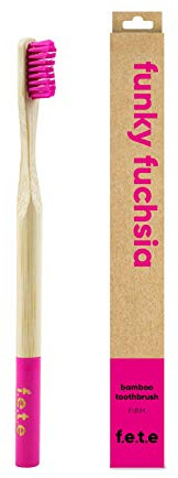 f.e.t.e | Funky Fuchsia Bamboo Toothbrush | Biodegradable & Compostable Handle | Recyclable Firm Bristles | Sustainable | Vegan