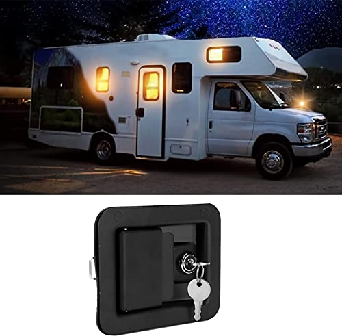 Aramox Serrure de porte de remorque, serrure de porte de camion de voiture en acier inoxydable avec 2 clés de rechange pour remorque, camion de camping-car