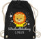 Turnbeutel Rucksack - Kita Beutel Wechselsachen Jungen - Wechselkleidung Löwe - Unisize - Schwarz - kinderturnbeutel wechselbeutel personalisierte löwen stoffrucksack kindergartenbeutel
