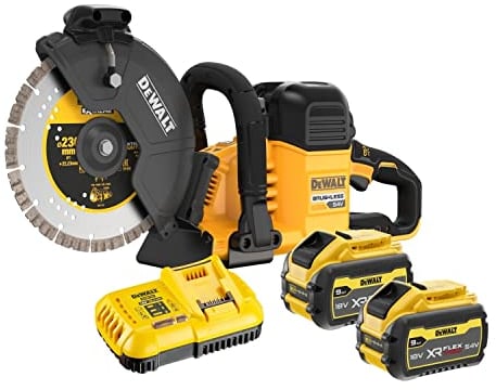 Cortadora de hormigón sin escobillas XR FLEXVOLT 54V Ø230mm con 2 baterías 54V/18V Li-Ion 9Ah