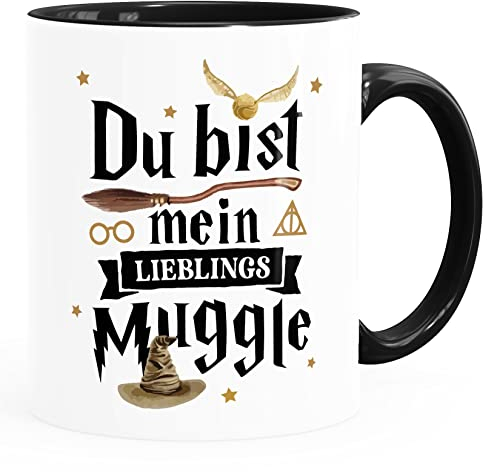 Moonworks® Kaffee-Tasse Du bist mein Lieblingsmuggle Lieblingsmensch Geschenk Partner Freund beste Freundin weiß-innen-schwarz standard