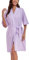 COLORFULLEAF Bademantel Damen Baumwolle Leicht Kurz Kurzarm Morgenmantel Sommer 3/4 Ärmeln Sauna Kimono Frauen Nachtwäsche(Violett,M)