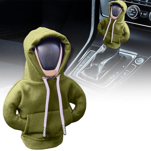 SXCCNW Schalthebel Hoodie, Auto Schaltknauf Abdeckung, Auto Schaltknauf Hoodie Schalthebel Auto Schaltknauf überzug für Auto Schalthebel Dekoration Zubehör 19 x 14 cm Armeegrün