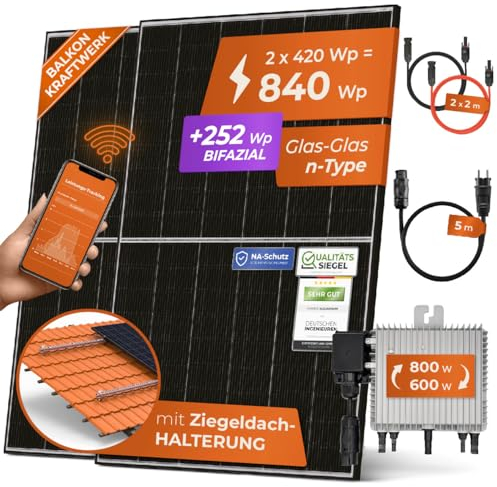 Solarway® 880W Balkonkraftwerk 800W komplett Steckdose - neuester 800 Watt Wechselrichter - Solaranlage Komplettset - 440W bifaziale Solarmodule & Envertech & Zubehör