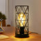 Osairous Tischleuchte Vintage Schwarz, Tischlampe E27 Eisen, Metall Durchbrochene Nachttischlampe, mit Stecker und Schalter, für Wohnzimmer Arbeitszimmer Partygeschenk(Glühbirne Nicht Enthalten)