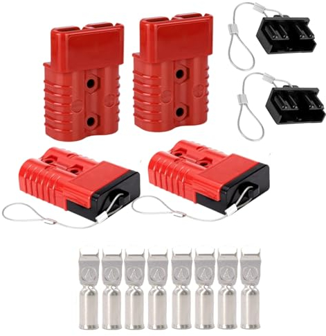 HISports 175A - Connettore rapido per batteria, 4 pezzi, 1/0 gauge Harness, 12-36 V, attacco rapido, cavo ponticello, kit di salvataggio per auto, ATV, ponti sollevatori, motori, rimorchi, rosso