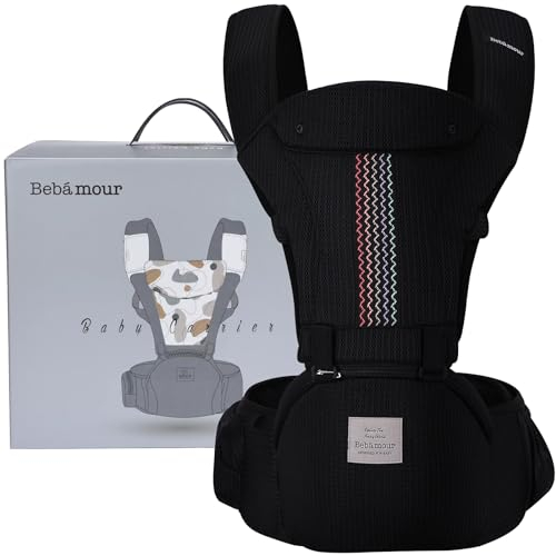 Bebear Babytrage,Bebamour Babytrage für 0-36 Monate, 3D Air Mesh Babytrage Rucksack für Neugeborene bis Kleinkinder, nach Sicherheitsstandard zugelassen, ergonomischer 6 in 1 Fronttrage (Black Pro)