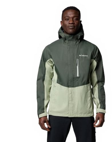Columbia Pouring Adventure 3 Jacket, Giacca antipioggia impermeabile Uomo, Paesaggio verde/Safari, L