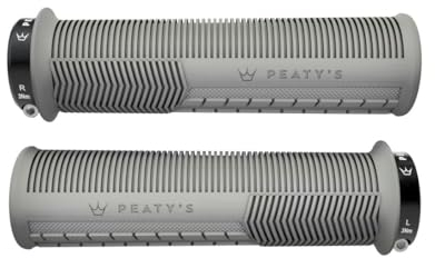 Peaty's Monarch Grips Fahrradgriffe - Pilz Fahrrad Lenkergriffe, Fahrradgriffe Ergonomisch für Komfort, Fahrrad und MTB Griffe, Fahrradlenker Griffe für Mountainbike, Scooter - Dünn 30-32 mm, Grau