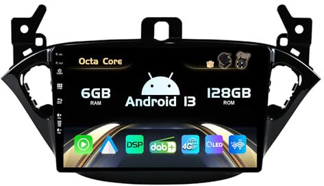 SXAUTO Android 14 [Built-in 4G & DAB] - 6G+128G - Autoradio für Opel Corsa/Adam (2013-2019) - Dual Band WiFi - CarPlay Android Auto - Kamera + MIC - Lenkradsteuerung Blueotoh - QLED 9 Zoll 2 Din