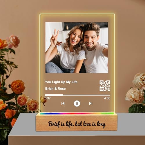 toyofmine Placa Spotify Personalizada con Foto, Con Marco o Base, Diseño con Código escaneable de Canción. Regalo de Cumpleaños, Regalos Pareja, Aniversario, San Valentín (5 tamaños: 15-40 cm)