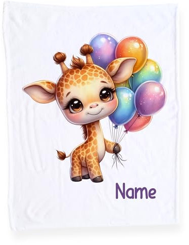 GRAZDesign Babydecke mit Namen, Weiche Kuscheldecke Giraffe, Schmusedecke zur Geburt als Geschenk für Jungen und Mädchen