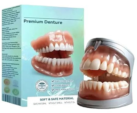 Silicone Full Set Dentures, Silicone Reline Denture Set, Flexible Full Denture Solution, Natural-Looking, Comfort-Fit, for Both Sexes (1pcs)