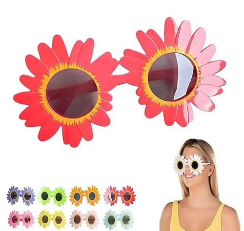 Generisch Art the Clown Sunflower Glasses, Terrifier Cosplay Decorative Yellow Eyewear for Adult Halloween Costume (Red)
