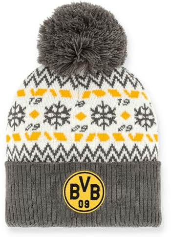 Dortmund Herren BVB Norweger-wintermütze Beanie-Mütze, Grau, Einheitsgröße EU