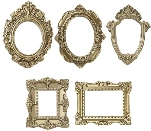 kaiop Mini Vintage Bilderrahmen,5-teiliges Set aus Vintage Harz für Fotografie Deko - Galerie Wandbild Tischrahmen - Für Fotos Wanddekoration Bastelprojekte Zuhause Tischdekoration Schmuck
