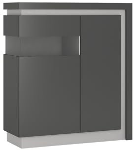 Furniture To Go 2 Door Designer Cabinet (LH) (Including LED Lighting) Platinum/Grey Gloss, Wood 107.5x42x123.6 cm