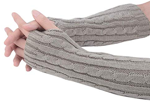 VUCDXOP Winter Gestrickte Handschuhe für Damen, Fingerlose Armstulpen Feinstrick lang Handwärmer Stulpen, Warm Strick Handschuhe Pluswärmer Handstulpen Armwärmer Stulpen für Damen