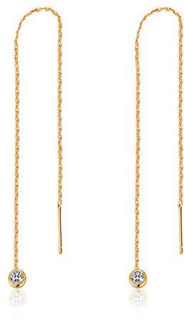 MetJakt Ohrringe Durchzieher Silber 925 Damen Vergoldet Rosegold (Diamant-Anhänger Gelbgold)
