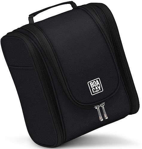 BOACAY Trousse de Toilette Femme, Homme, Enfant, Sac de Voyage Cosmétique à Suspendre, Vanity Souple et Pliable pour la Douche ou Maquillage