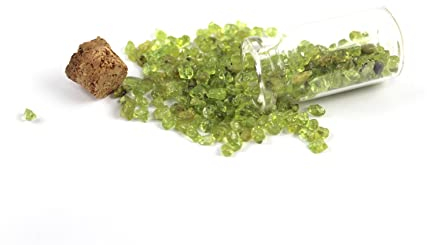 Jet International Wunderschöne Peridot-Chips Mini-Glasflasche Edelstein Reiki Chakra Ausgleichende Heilkristalltherapie Ganzheitliches spirituelles Bild IST NUR EINE REFERENZ