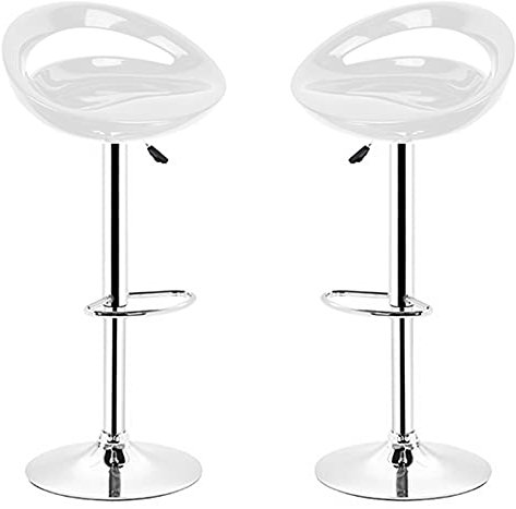 POPSPARKk Tabouret de Bar réglable ABS Plastique Blanc, Hauteur réglable 84-104 cm (Blanc, 2)