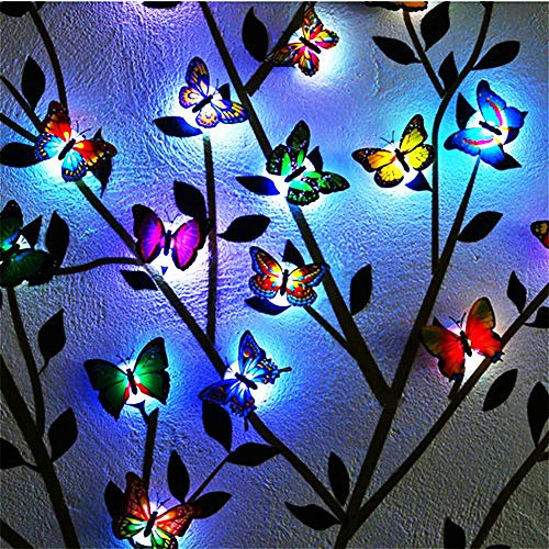 ComeHome 24 Stück Schmetterling Lichter Wandaufkleber, 3D Schmetterling Nachtlicht Leuchtend Schmetterlinge Aufkleber Wandkunst Dekorationen, Wandaufkleber für Wanddekoration Art