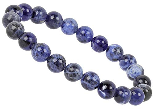 ELEDORO echtes Edelstein Perlen Armband - Natürliche Chakra Power Steine, Stretch Design, 8mm (Sodalith)
