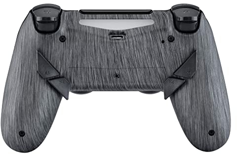 eXtremeRate Dawn Programable Remap Kit Botón de Reasignación para ps4 con Board de Actuelización&Carcasa Trasera Diseñada&4 Botones Traseros para ps4 Mando JDM 040/050/055(Plata cepillada)