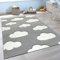 Paco Home Kinderzimmer Teppich Grau Weiß Pastellfarben Wolken Motiv Kurzflor 3-D Design, Grösse:120x170 cm