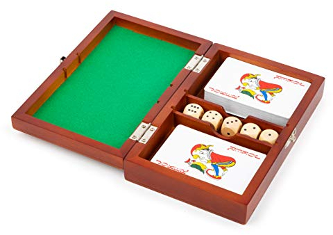 small foot Spielbox Karten und Würfel, Spielset mit 2 Kartenspielen und fünf Würfeln, mit Aufbewahrungsbox, 11363