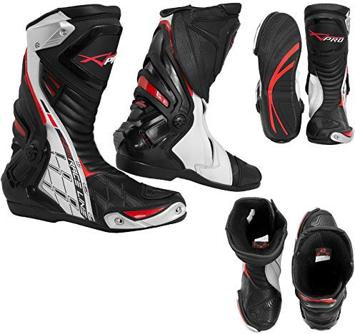 Stivali Omologati CE Moto Quad Motocross Touring Sport Tecnici (44 EU, Bianco)