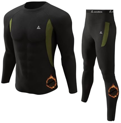 CL Convallaria Ropa Interior Térmica para Hombre, Conjunto Funcional de Esquí con Forro Polar Transpirable para Hombres