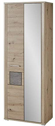 Innostyle Garderobenschrank Telia Artisan Eiche Caspio dunkel Flur Diele Spiegeltür
