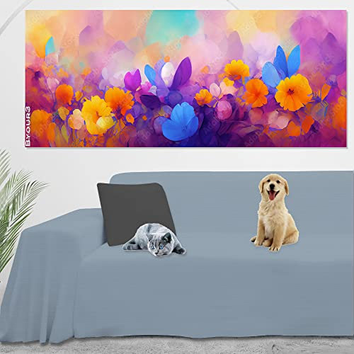 Byour3 - Wasserabweisend Sofaüberwurf Gemischt Baumwolle Schutz Haustieren Couch Sofabezug Also Von L U Form Sofa Sofaschoner Anti-Kratze Hunde Katzen Kinder Abwaschbar (Hellblau, 3/4 Sitzer)