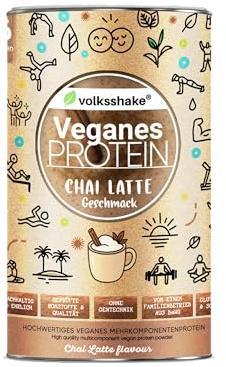 VEGANES PROTEIN Chai Latte | Volksshake | mit 11 veganen Proteinen | mit natürlichen Enzymen | Mandel-, Hanf-, Kürbis-, Quinoaprotein