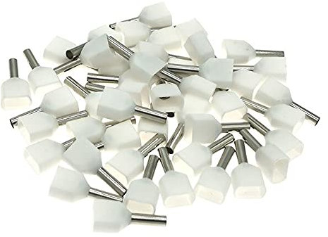 Twin Aderendhülsen Weiß 2x 0.5 mm² isoliert Crimp Verbinder Kabelstecker (100 Stück)
