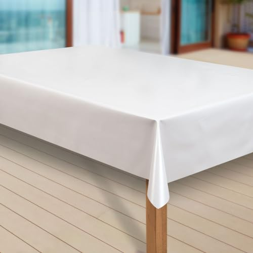 laro Wachstuch-Tischdecke Abwaschbar Garten-Tischdecke Wachstischdecke PVC Plastik-Tischdecken Eckig Meterware Wasserabweisend Abwischbar |26|, Muster:Uni weiß, Größe:100x140 cm