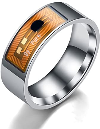 NFC Smart Ring für Herren und Damen - Multifunktionale Wasserdichte Intelligente Wear Finger Digital für Android/Windows NFC-Smartphone-Zubehör (56.8 (18.1), Silber-1)