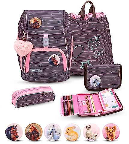 Belmil Premium Comfy Plus ergonomisches Schulranzen Set 5 - teilig, für kleine Kinder/Erstklässler - STAEDTLER, Brustgurt, Hüftgurt, Magnetverschluss (405-73/P/S) (Mint)